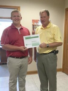 Jacob Morris of Plainfield High School was presented the Duke Energy Indiana Scholarship by Steve Bahr, Duke Energy Indiana Government and Community Relations Manager at the Hendricks County Community Foundation's offices. 